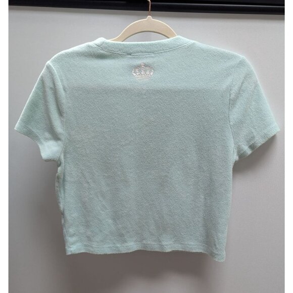 Juicy Couture x Forever 21 Light Blue Textured Cropped T-Shirt - Picture 2 of 2